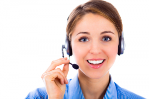 customer service executive on call with retail customers