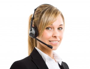 an customer services executive on call with client